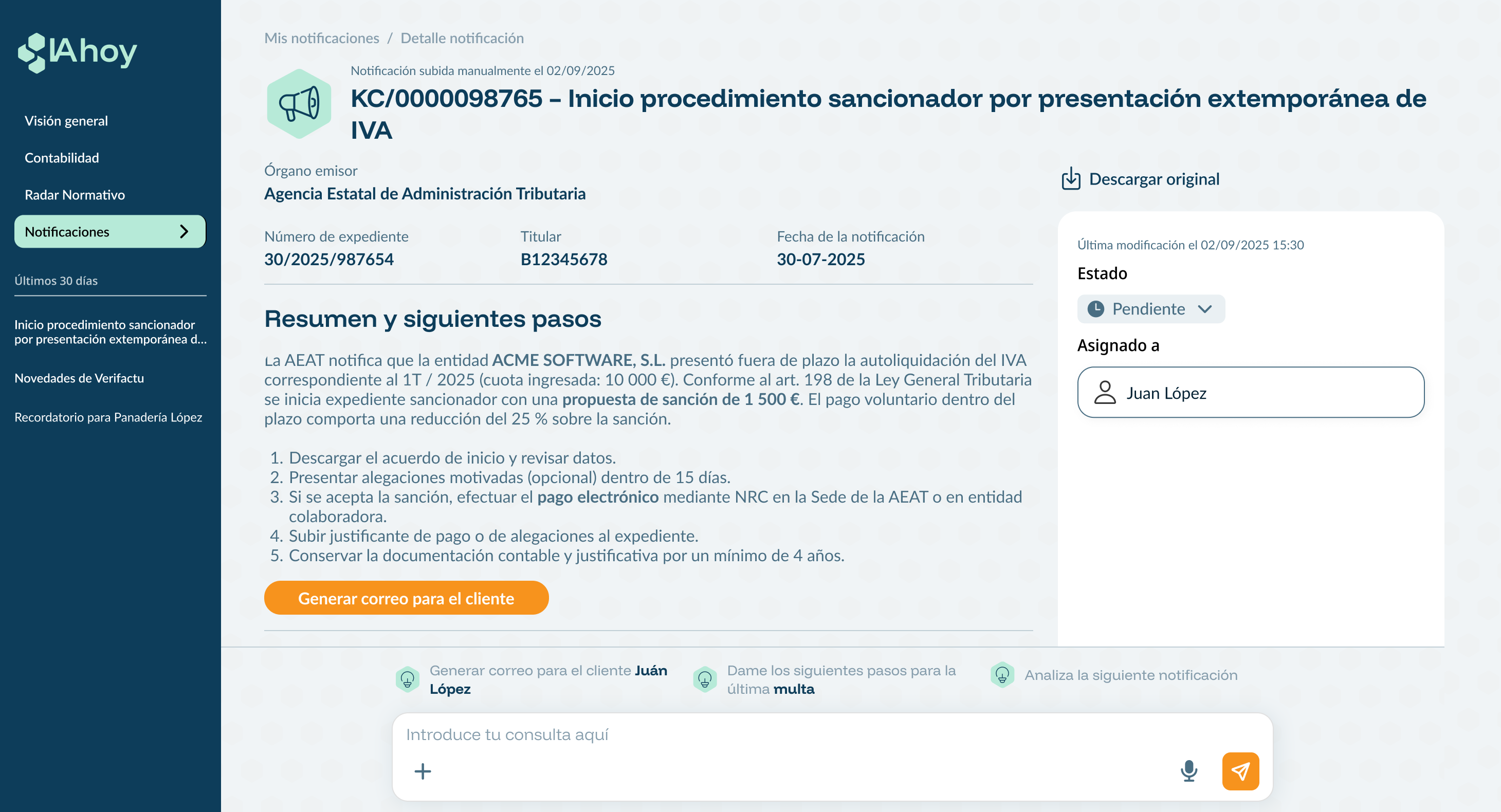 Presentación y Cumplimiento